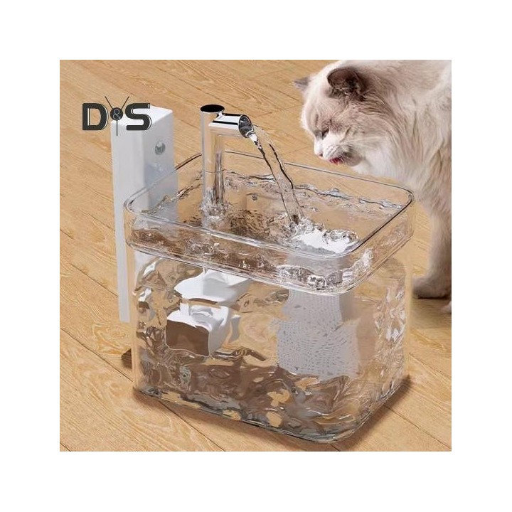 Kabelloser Katzentrinkbrunnen, 1,5 l, automatischer Wasserspender für Haustiere, wiederaufladbar über USB, kabellose Tränke,