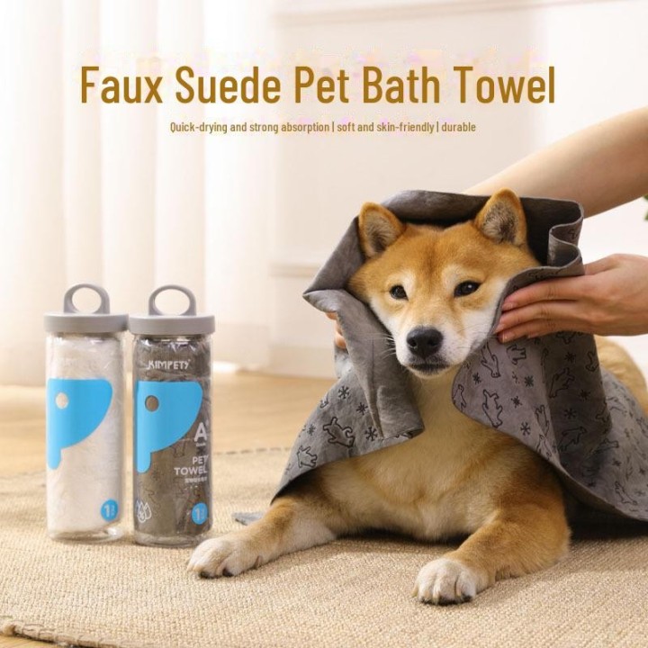 Badetuch aus Hirschleder für Katzen und Hunde – großes, saugfähiges Haustierhandtuch 65*44 rosa