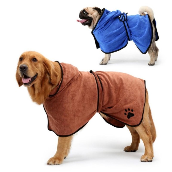 Wasserabsorbierendes Badetuch mit Pfotendruck zum Trocknen von Katzen und Hunden XS blau