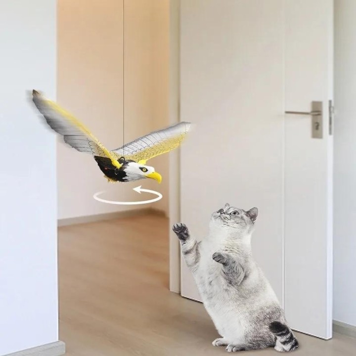 Simulation Vogel Interaktives Katzenspielzeug Elektrischer Hängender Adler Fliegende Vogel Katze Teasering Spiel Katzenstock