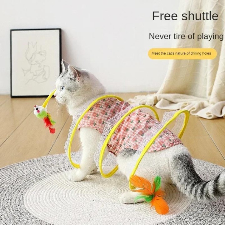 Gefalteter Katzentunnel S-Typ Katzentunnel Frühlingsspielzeug Maustunnel mit Bällen und Crinkle Cat Outdoor Katzenspielzeug f