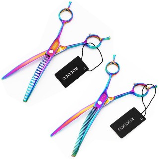 7-Kanal-Haustierschere mit gebogener Klinge für Hundepflege, dichte 40 Zähne, H-Schnittwerkzeuge, professionelle Katzenschere