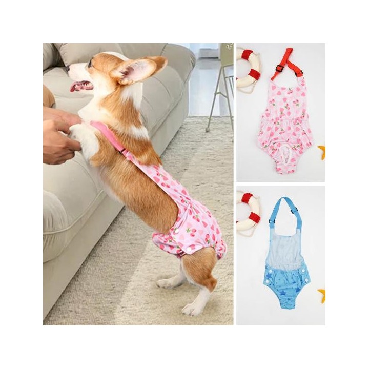 Menstruationshosen für weibliche Hunde mit Hosenträgern, Windeln für Haustierperioden, wiederverwendbare Hygienehöschen für H