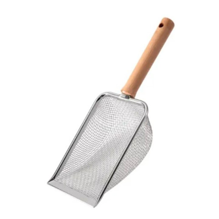 Holzgriff Mesh Screen Fäkal Löffel Korrosion Prävention Katzenstreu Sieb Mesh 2.8X2.8mm
