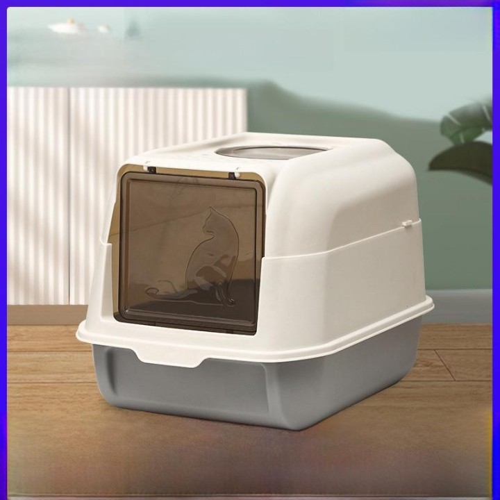 „Große, geschlossene Katzentoilette mit Spritzschutz, Geruchsneutralisierer und Einstieg von oben“ new style fully sealed him