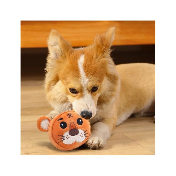 Kauspielzeug für Hunde, bissfest, lindert Langeweile, Emotionen, Komfort, eingebauter Sounder, Tier-Plüschspielzeug weiß