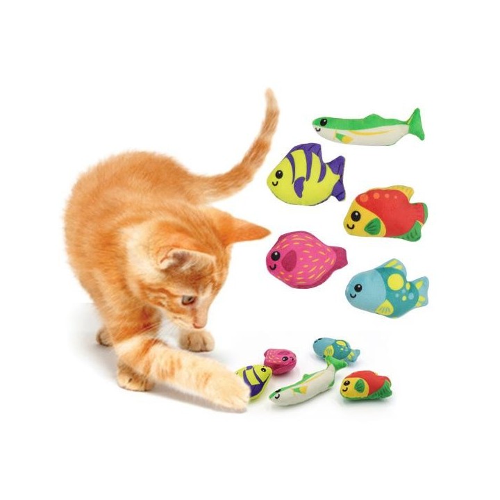 Plüschspielzeug für Katzen in Fischform, weich gefüllt, bissfest, interaktives Kauspielzeug für Haustiere, angstreduzierendes