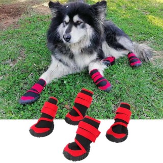 4 teile/satz Hund Haustier Schuhe Haustier Pfotenschutz Anti-Rutsch-sohlen Atmungsaktive Stiefel Dekoriert Lieferungen XS rot