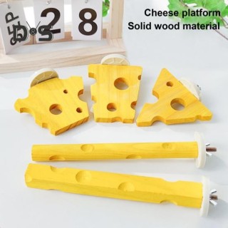 Vogelsitzstange in Käseform, Papageienständer aus Holz, Kaustange für Sittiche, Pfotenschleifspielzeug, Vogelkäfigzubehör für