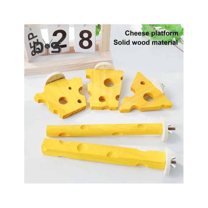 Vogelsitzstange in Käseform, Papageienständer aus Holz, Kaustange für Sittiche, Pfotenschleifspielzeug, Vogelkäfigzubehör für