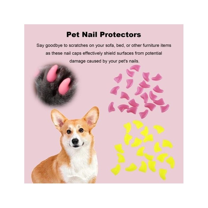 20 Stück Krallenkappen für Haustiere mit selbstklebender modischer Krallenabdeckung für Katzen, Krallenspitzenschutz, Haustie