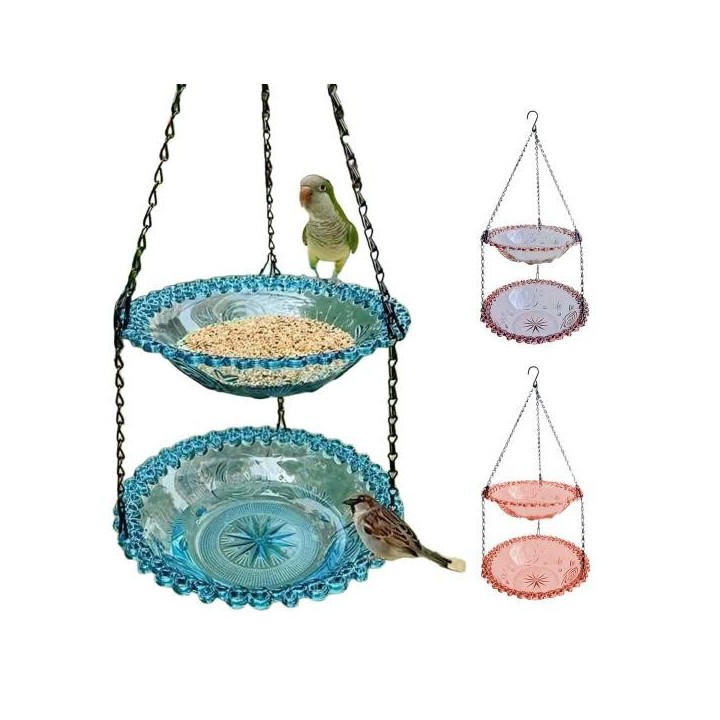 Vogelbad zum Aufhängen im Freien, Kolibri-Badewanne, zweischichtige Futterschale für Wildvögel, für Garten, Hinterhof, Terras