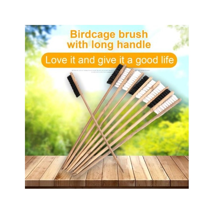 Vogelkäfigbürste mit langem Griff, Reinigungsbürste für Papageienkäfige aus Holz, Heimtierbedarf, Vogelausrüstungsreiniger fü