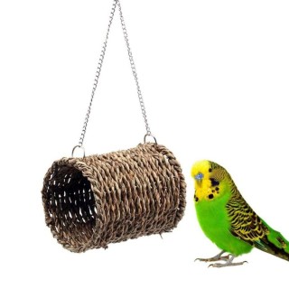 Gras gewebt Gras Tunnel Hängematte Sommer Vogel Tunnel Bett Gras Hamster Hängematte Meerschweinchen 12x10cm