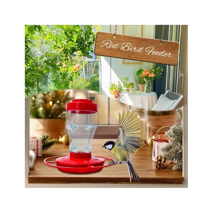 Kolibri-Futterspender für draußen, zum Aufhängen, Vogelfutterspender mit Sitzstange und Bienenschutz, Futteröffnung, auslaufs