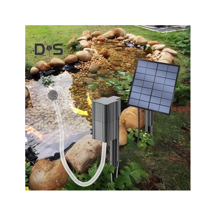Solar-Teich-Sauerstoffgenerator, Aquarium-Sauerstoffbelüfter, 2,5 W, Solar-Luftsauerstoffpumpe, Angelbelüfter mit Rohr, Luftb