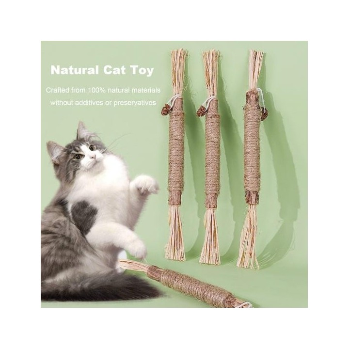 Kaustäbchen für Katzen, natürliche Weinrebenstäbchen, Zahngesundheitsspielzeug für Backenzähne, Katzenminze-Leckerli-Spielzeu