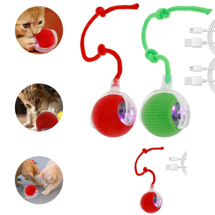 Elektrischer Katzenball, automatisches rollendes Haustier, interaktives, über USB wiederaufladbares intelligentes Katzentrain