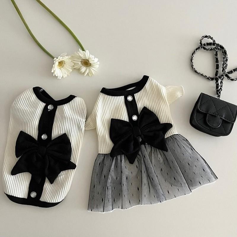 Luxuriöses Hundekleid, Sommerkleidung für Welpen, Schleife, Spitze, Hunderock, Baumwolle, Hunde-T-Shirt, Mädchen, Hundekostüm