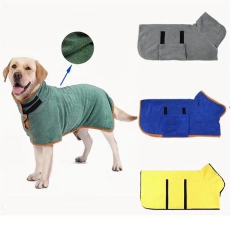 Haustier-Bademantel für Hunde, super saugfähig, schnell trocknend, weich, verstellbare Badetaschen-Robe S
