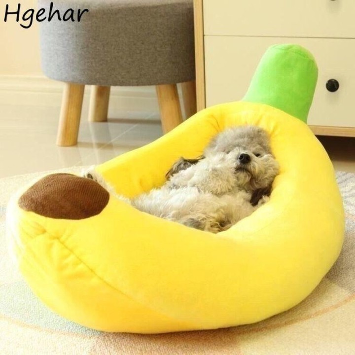 Kreative Hundebetten in Bananenform, niedlich, weich, für kleine Haustiere, abnehmbar, waschbar, atmungsaktiv, Hundehütte, Sc