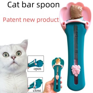 Original patentierter Futterstreifen für Katzen: Löffel & Presse für Haustiere Regular powder spoon with dark blue cover dunk