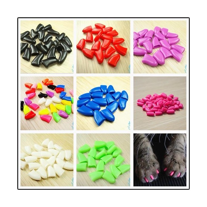 20 Stück Silikon-weiche Katzen-Fingernagel-Abdeckung, Katzenpfoten-Klaue, Haustier-Nagelschutz, Katzen-Fingernagel-Abdeckungs