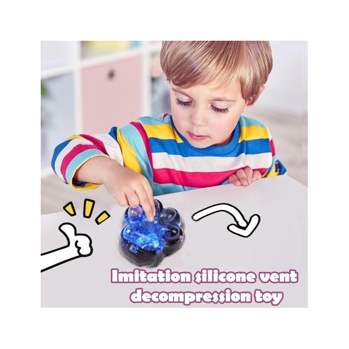 Glitzerndes schwarzes Katzenpfotenspielzeug, Stressabbau, Kätzchenpfote, Quetsch- und Sensorikspielzeug hellblaue