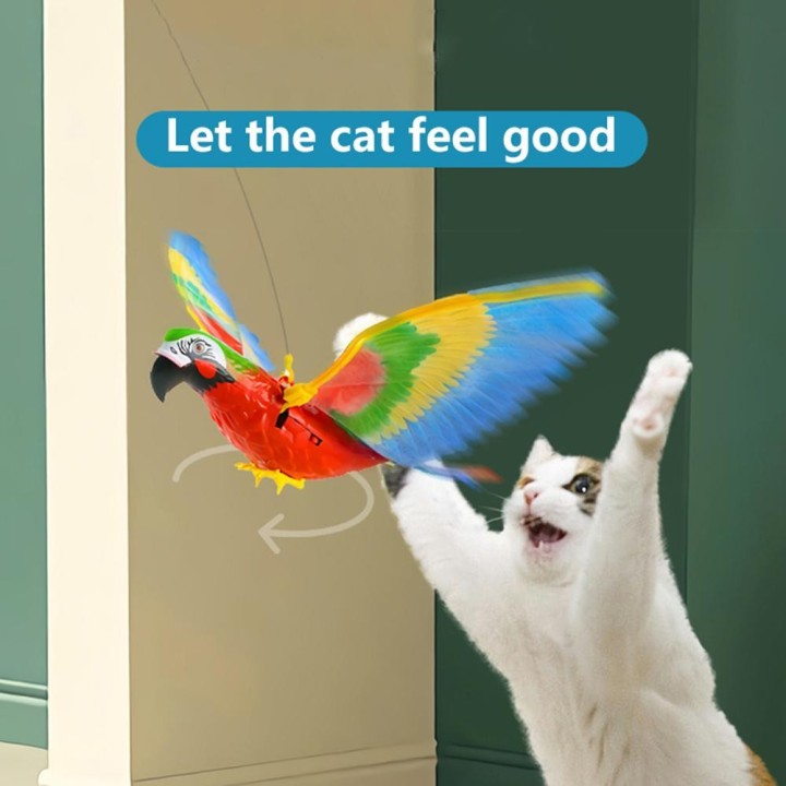 Bunte Simulation hängender Adler fliegender Vogel interaktives elektrisches Spielzeug Heimtierbedarf zum Necken von Katzen si