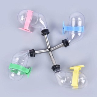 Stainless steel head Water Drinking Bowl Plastic Pet Drinking  Dogs Rabbit Hamster blau