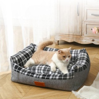 Gestreifter offener Zwinger, quadratischer Zwinger, universelles warmes Schlafsofa für Katzen und Hunde, Haustierbedarf, abne