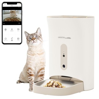 Gohan PLUS Automatischer Futterspender für Katzen und Hunde, Kamera, Überwachungskamera, Smartphone-Bedienung, großes Fassung