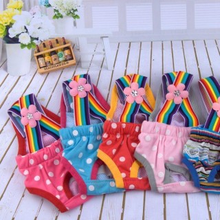 Atmungsaktive Unterwäsche mit Punktemuster für weibliche Hunde, Menstruationsslips, hygienische physiologische Hosen, Haustie