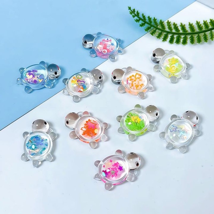 1 Stück Garten Aquarium Miniaturen Ornamente Mini leuchtende Glitzerschildkröte Dekoration Landschaftsbau Handwerk leuchtende