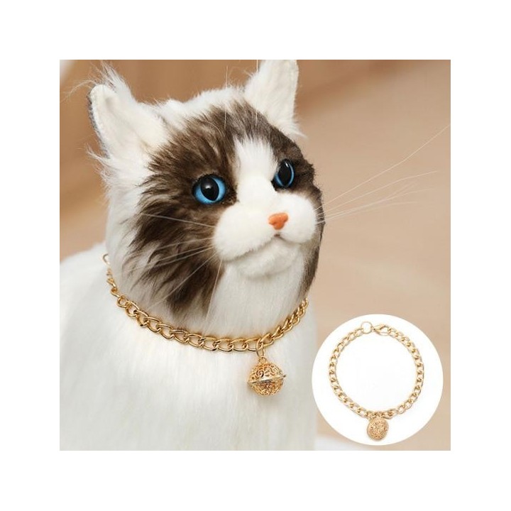 Verstellbares Hunde-/Katzenkettenhalsband mit Glöckchen, exquisiter modischer Haustierschmuck, Haustierzubehör S
