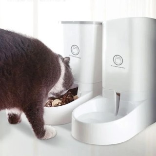 3,8 l großer Kapazität Haustier Katze automatischer Futter- und Wasserspender Trinkbrunnen Flasche Schüssel Hund Katze Trinke