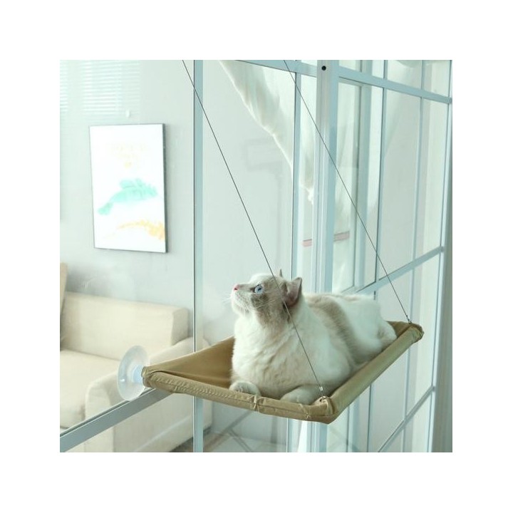 Katzenhängematte als Fenstersitz mit 4 starken Saugnäpfen. 360-Grad-Sonnenbett für Katzen. Hält bis zu 15–20 kg. Ruhesitz für