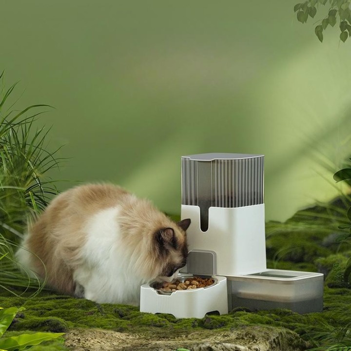 Automatischer Futterspender für Haustiere, Katzenfutternapf, Katzennapf mit großer Kapazität, Hundenapf, Trinkwasser, integri