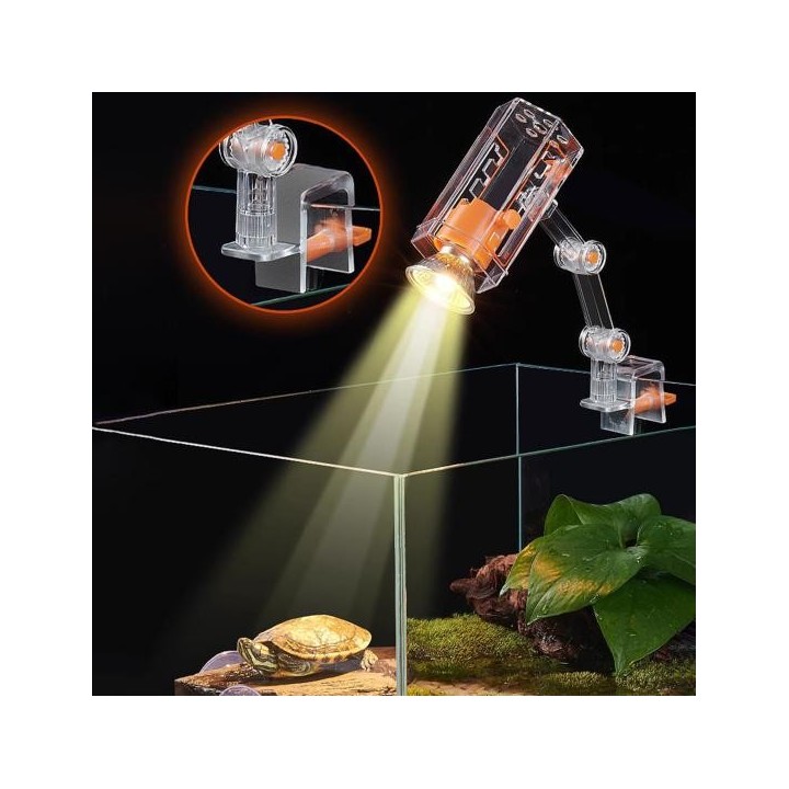 Wärmelampe für Reptilien, UV-Lampe, verstellbar, 360 Grad drehbar, mit Schraubclip, dimmbar A schwarz