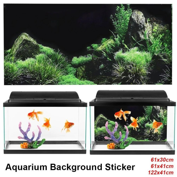 1Pcs PVC Aquarium Hintergrund Aufkleber Wasser Gras Hintergrund Dekoration Malerei Fisch Tank Aufkleber 61x30cm