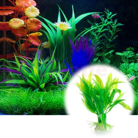 1 Stück, 15 cm, schöne künstliche Wasserpflanze aus Kunststoff, Grasgrün, 15 cm Höhe für Aquarium-Dekoration grün