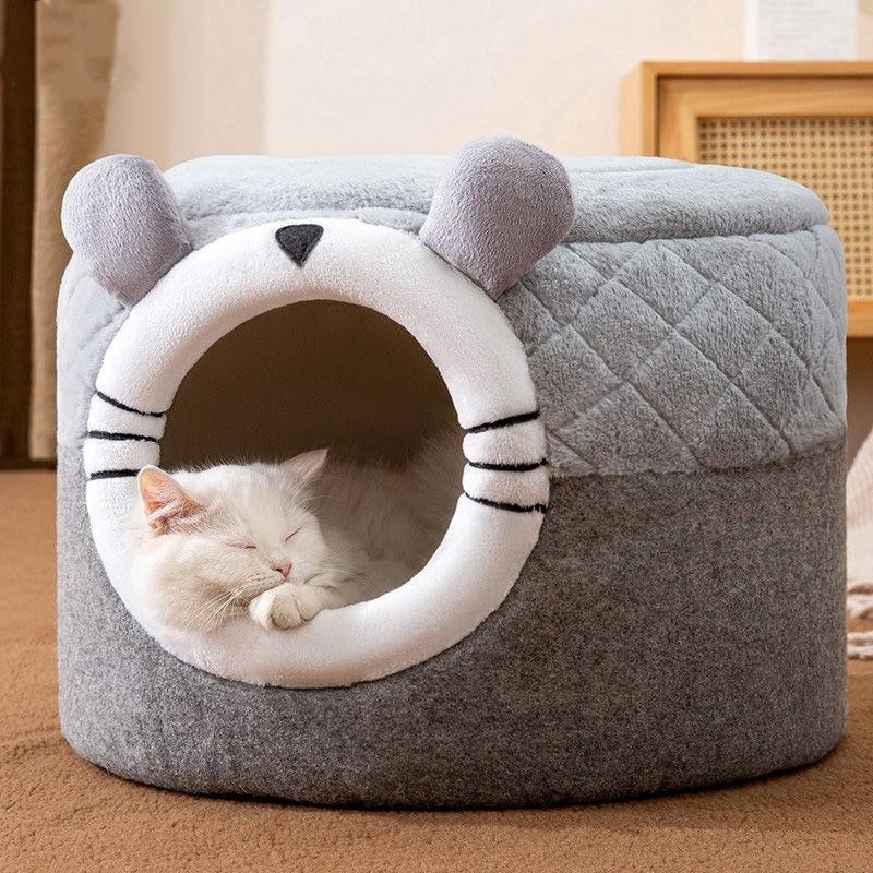 Katzenbett, Höhle, warmes Zelt, weiches, geschlossenes, überdachtes Höhlenhaus für den Innenbereich für Katzen, Kätzchen, kle
