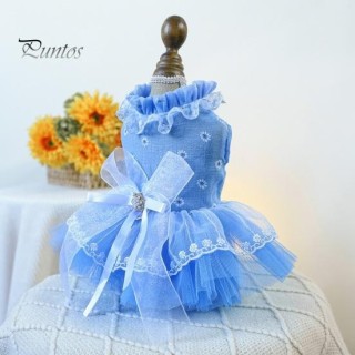 Haustierkleid, bezauberndes, mit Schleife verziertes Hundekleid, bequemes Katzen-Prinzessinnenkleid mit Traktionsring, Heimti