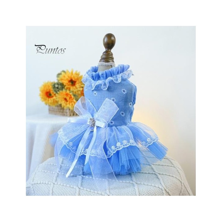 Haustierkleid, bezauberndes, mit Schleife verziertes Hundekleid, bequemes Katzen-Prinzessinnenkleid mit Traktionsring, Heimti