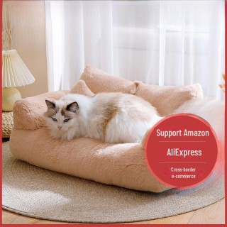 Gemütliches, extra großes Haustiersofa: Universelle Katzen- und Hundebettmatte M Bubble Rabbit Velvet Pad hellbraune