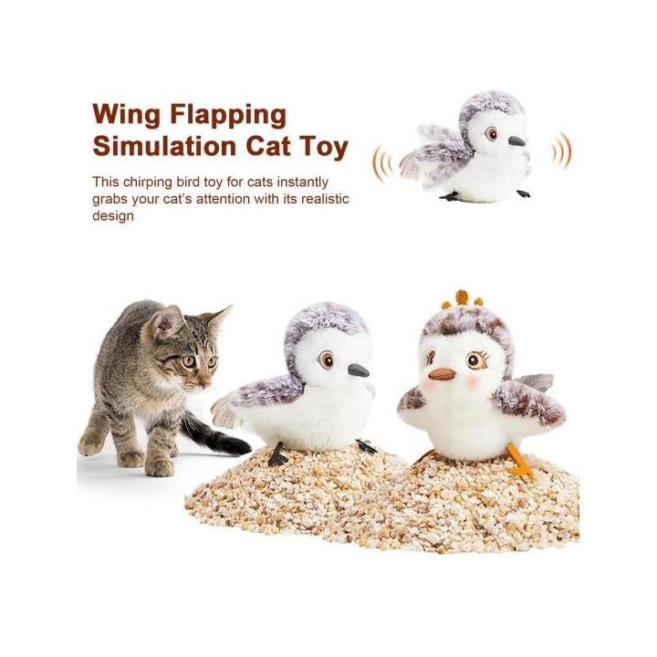 Katzenspielzeug mit flatterndem Vogel, wiederaufladbarer, interaktiver Plüschvogel mit Fernbedienung, automatisch flatterndes