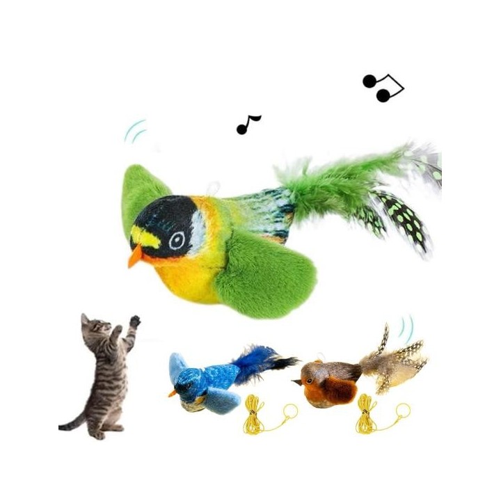 Interaktives zwitscherndes Vogel-Katzenspielzeug, berührungsaktivierter elektrischer Vogel, realistische Simulation, Plüsch-V