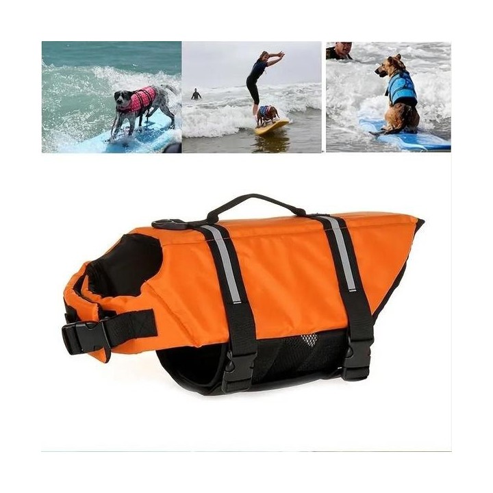 Schwimmweste für Hunde, reflektierende und verstellbare Schwimmwesten für Hunde, große Schwimmweste in Orange, Haustier-Badem