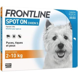 FRONTLINE Spot On Dog S – 2 bis 10 kg – 4 Pipetten – Flöhe, Zecken und Läuse