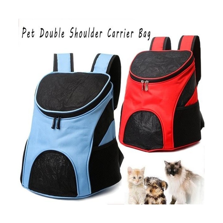 Tragbarer Haustier-Rucksack, atmungsaktives Mesh, doppelte Schultertragetasche, Rucksack, Haustiertragetasche, Outdoor-Reiset